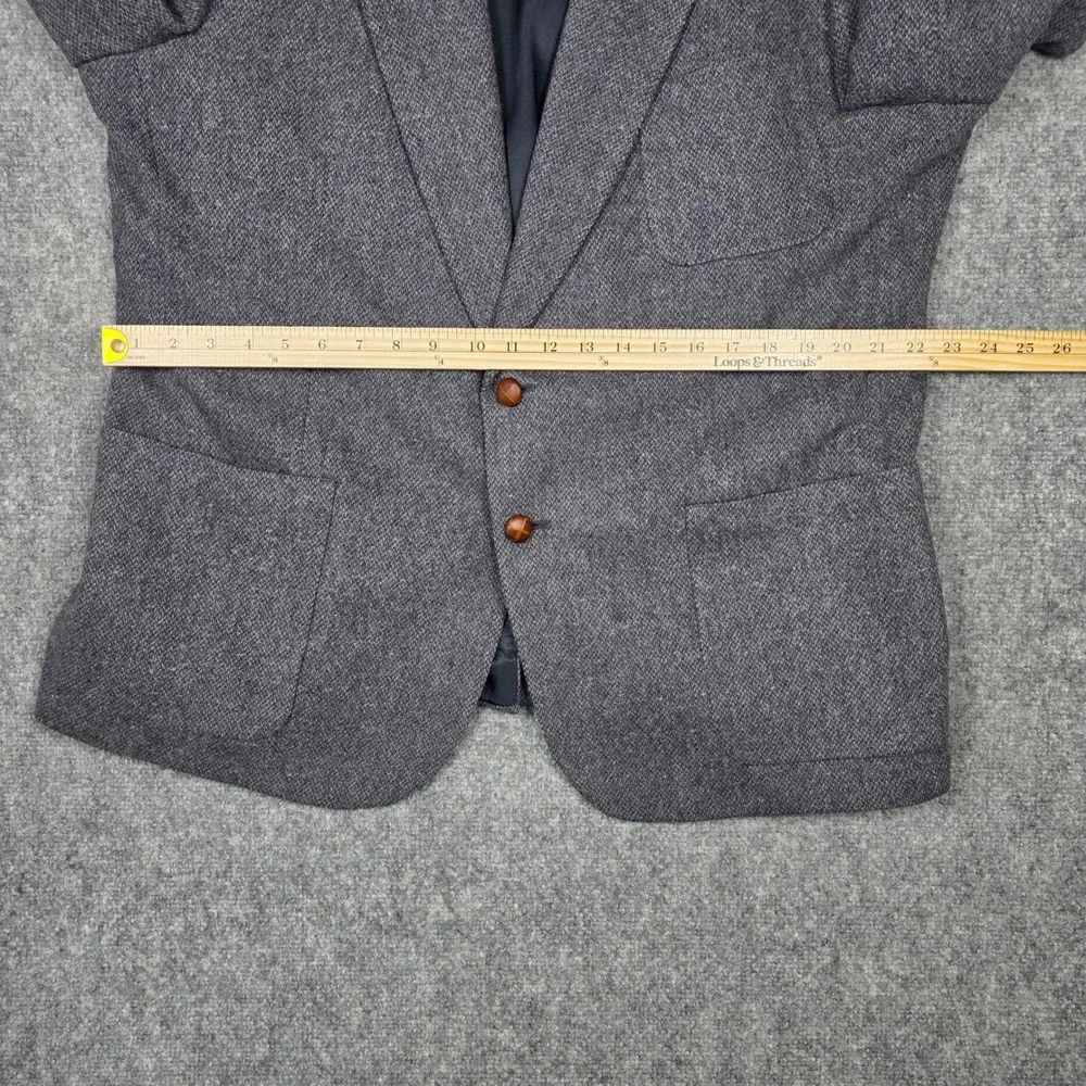 Stafford Blazer Mens 48R Grey‎ Lambswool Donegal Flecked Tweed Elbow Patches USA